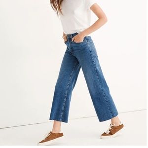 Slim Wide-Leg Jeans in Crownridge Wash: Raw-Hem Edition